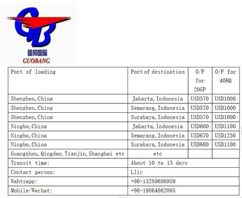 Obtener el mejor trato en el transporte marítimo de FCL a Indonesia 12 días Tiempo de tránsito Suministro total 1000-10000