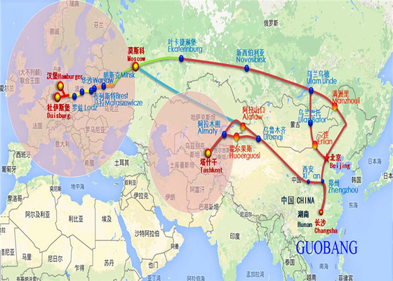 Transporte ferroviario de mercancías por tren desde China a Europa para el servicio 40HQ y LCL